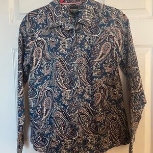 Talbots Wrinkle Resistant Button Down Blouse - Paisley Print - 2P